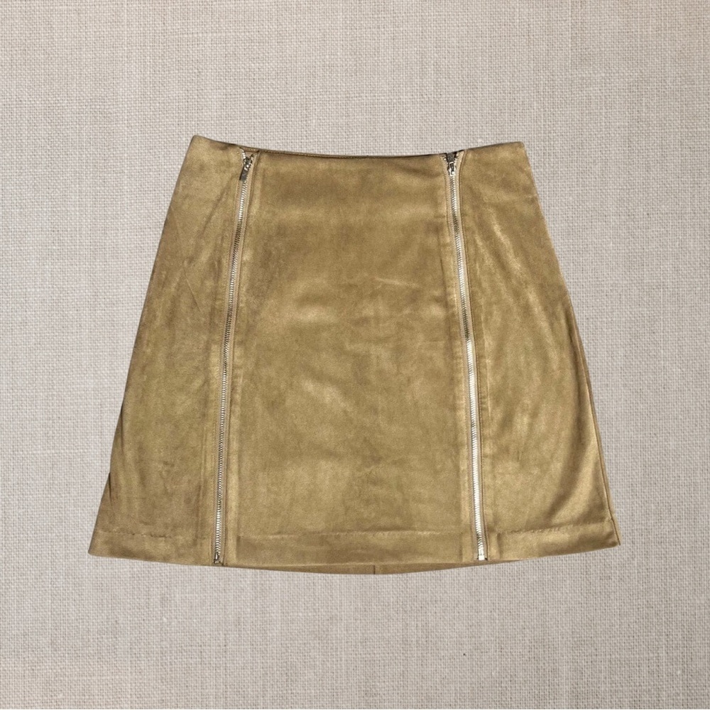 DYNAMITE Faux Suede Tan Mini Skirt - Picture 2 of 5